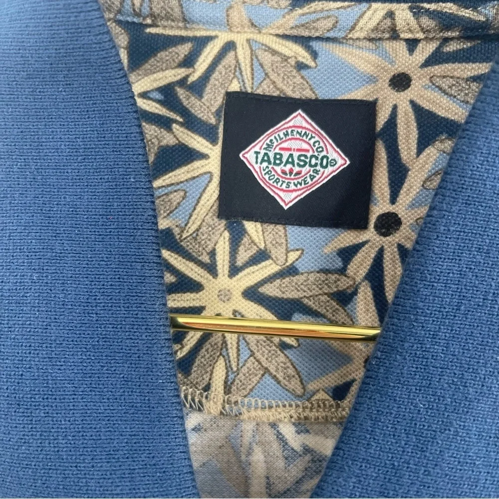 Vintage Tabasco Cotton Golf Polo Shirt All Over Print Short Sleeve Men's Large